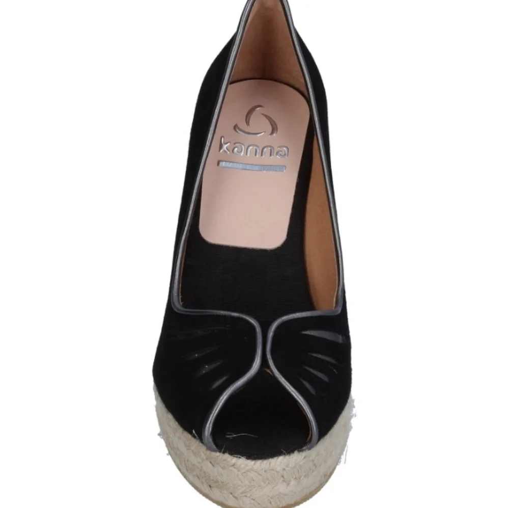 Black Leather Platform Espadrilles